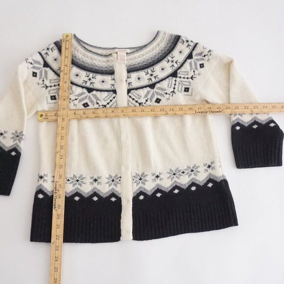 Sundance Cream & Black Fair Isle Wool Blend Cardigan Old Money Wintercore M - Picture 3 of 10